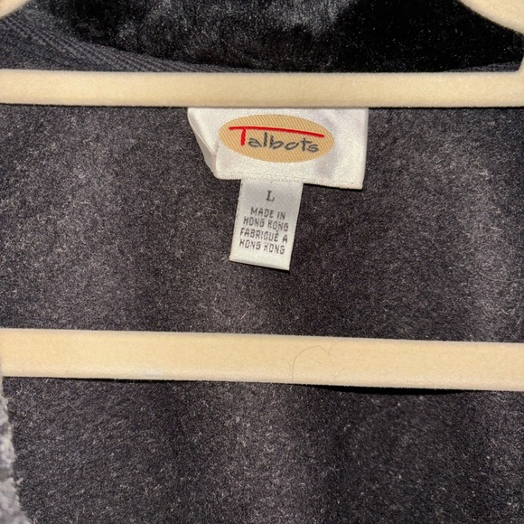 Talbots fur lined cuffed dark grey zip sweater - Picture 3 of 3